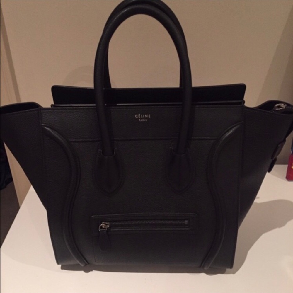 Celine mini luggage tote in Black drummed calfskin